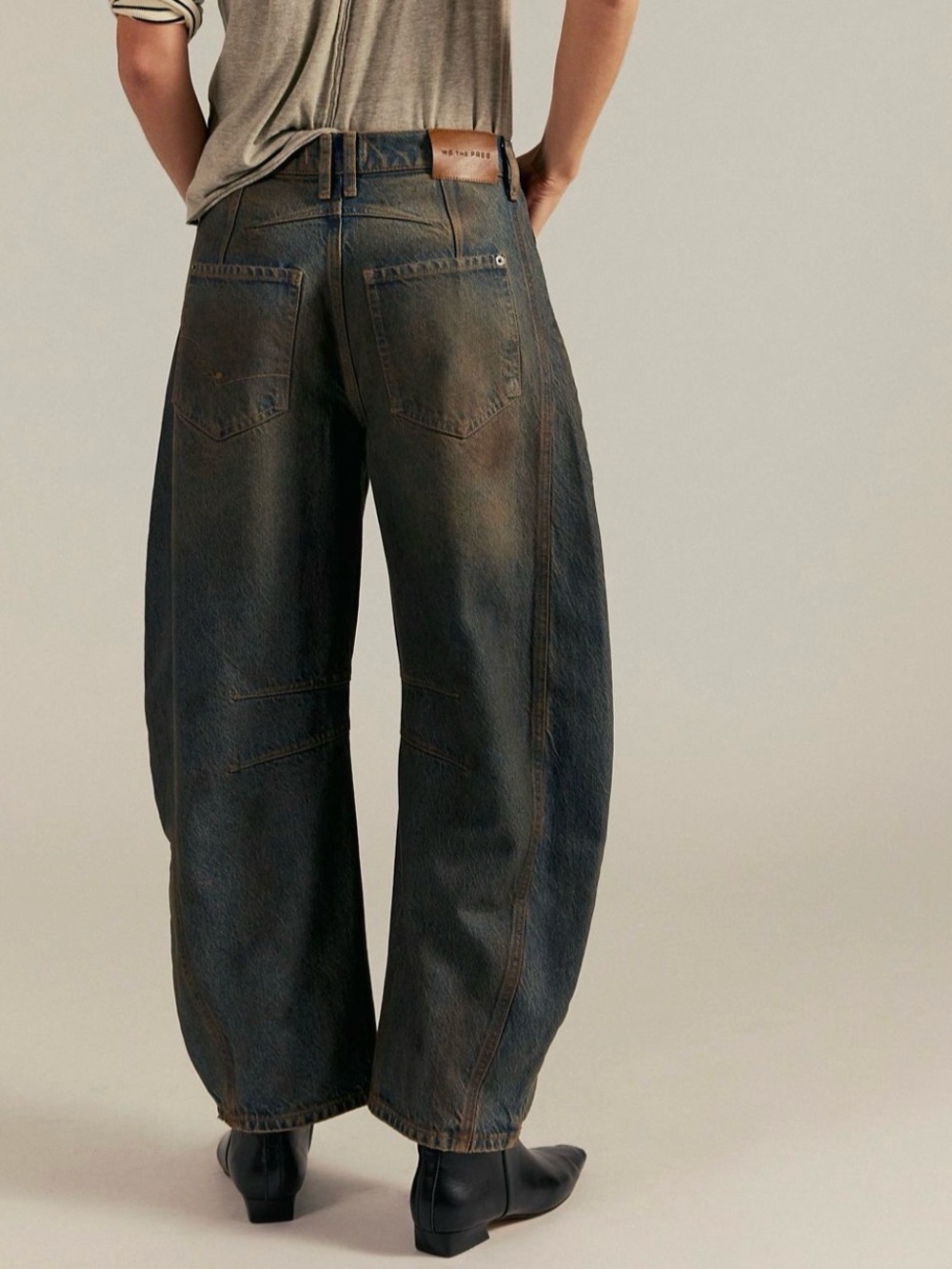 Free People We The Free Relaxed Wide-Leg Jeans - Lost in the desert